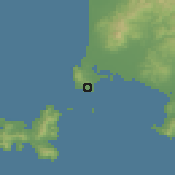 Shaded relief of the 52 km around Piombino, drawn from the GMTED2010 grid