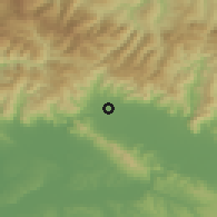Shaded relief of the 52 km around Pistoia, drawn from the GMTED2010 grid