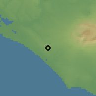Shaded relief of the 53 km around Pomezia, drawn from the GMTED2010 grid