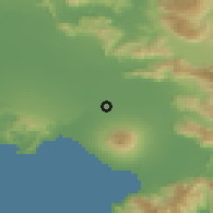 Shaded relief of the 53 km around Pomigliano d'Arco, drawn from the GMTED2010 grid