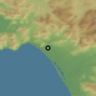 Shaded relief of the 53 km around Pontecagnano, drawn from the GMTED2010 grid