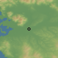 Shaded relief of the 52 km around Pontedera, drawn from the GMTED2010 grid