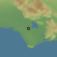 Shaded relief of the 53 km around Pontinia, drawn from the GMTED2010 grid