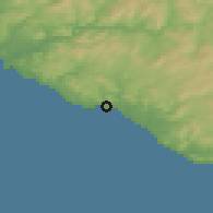 Shaded relief of the 54 km around Porto Empedocle, drawn from the GMTED2010 grid