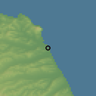 Shaded relief of the 52 km around Porto Recanati, drawn from the GMTED2010 grid