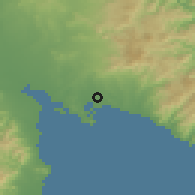 Shaded relief of the 54 km around Quartucciu, drawn from the GMTED2010 grid