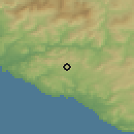 Shaded relief of the 54 km around Raffadali, drawn from the GMTED2010 grid