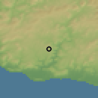 Shaded relief of the 54 km around Ravanusa, drawn from the GMTED2010 grid