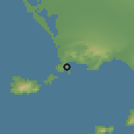 Shaded relief of the 53 km around Bacoli, drawn from the GMTED2010 grid