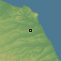 Shaded relief of the 52 km around Recanati, drawn from the GMTED2010 grid