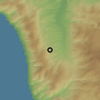 Shaded relief of the 54 km around Rende, drawn from the GMTED2010 grid