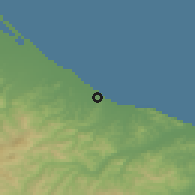 Shaded relief of the 52 km around Riccione, drawn from the GMTED2010 grid