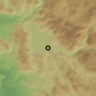Shaded relief of the 52 km around Rieti, drawn from the GMTED2010 grid