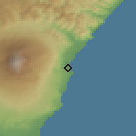 Shaded relief of the 54 km around Riposto, drawn from the GMTED2010 grid