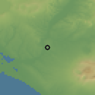 Shaded relief of the 53 km around Rome, drawn from the GMTED2010 grid