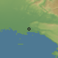 Shaded relief of the 51 km around Ronchi dei Legionari, drawn from the GMTED2010 grid