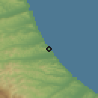Shaded relief of the 52 km around Roseto degli Abruzzi, drawn from the GMTED2010 grid