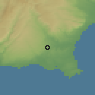 Shaded relief of the 54 km around Rosolini, drawn from the GMTED2010 grid