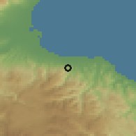 Shaded relief of the 53 km around Rossano, drawn from the GMTED2010 grid