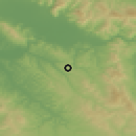 Shaded relief of the 52 km around San Casciano, drawn from the GMTED2010 grid