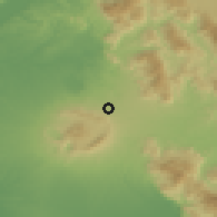 Shaded relief of the 53 km around San Cesareo, drawn from the GMTED2010 grid