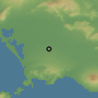 Shaded relief of the 53 km around San Marcellino, drawn from the GMTED2010 grid
