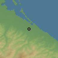 Shaded relief of the 52 km around San Mauro Pascoli, drawn from the GMTED2010 grid