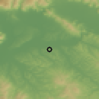 Shaded relief of the 52 km around San Miniato, drawn from the GMTED2010 grid