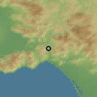 Shaded relief of the 53 km around Baronissi, drawn from the GMTED2010 grid