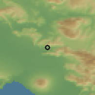Shaded relief of the 53 km around Santa Maria a Vico, drawn from the GMTED2010 grid
