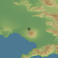 Shaded relief of the 53 km around Sant'Anastasia, drawn from the GMTED2010 grid