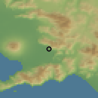Shaded relief of the 53 km around Sarno, drawn from the GMTED2010 grid