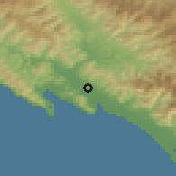 Shaded relief of the 52 km around Sarzana, drawn from the GMTED2010 grid