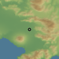 Shaded relief of the 53 km around Saviano, drawn from the GMTED2010 grid