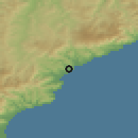 Shaded relief of the 52 km around Savona, drawn from the GMTED2010 grid
