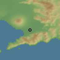Shaded relief of the 53 km around Scafati, drawn from the GMTED2010 grid