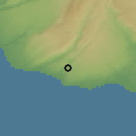 Shaded relief of the 54 km around Scicli, drawn from the GMTED2010 grid