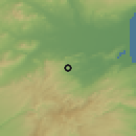 Shaded relief of the 54 km around Scordia, drawn from the GMTED2010 grid