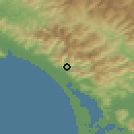 Shaded relief of the 52 km around Seravezza, drawn from the GMTED2010 grid