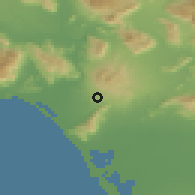 Shaded relief of the 53 km around Sessa Aurunca, drawn from the GMTED2010 grid