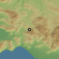 Shaded relief of the 53 km around Solofra, drawn from the GMTED2010 grid