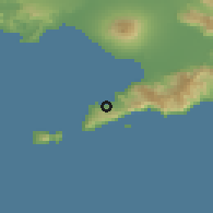 Shaded relief of the 53 km around Sorrento, drawn from the GMTED2010 grid