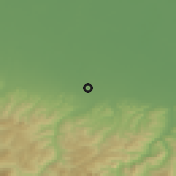 Shaded relief of the 52 km around Spilamberto, drawn from the GMTED2010 grid