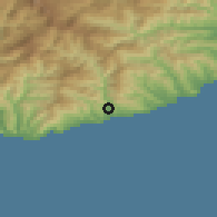 Shaded relief of the 52 km around Taggia, drawn from the GMTED2010 grid