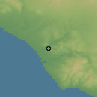 Shaded relief of the 53 km around Tarquinia, drawn from the GMTED2010 grid