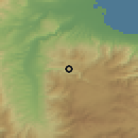 Shaded relief of the 53 km around Acri, drawn from the GMTED2010 grid