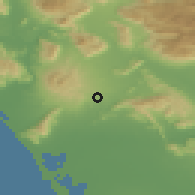 Shaded relief of the 53 km around Teano, drawn from the GMTED2010 grid