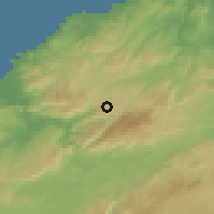 Shaded relief of the 53 km around Tempio Pausania, drawn from the GMTED2010 grid