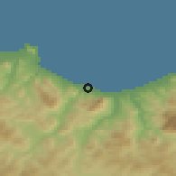 Shaded relief of the 54 km around Termini Imerese, drawn from the GMTED2010 grid