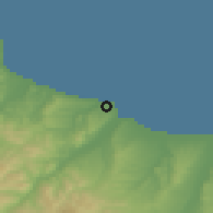 Shaded relief of the 53 km around Termoli, drawn from the GMTED2010 grid